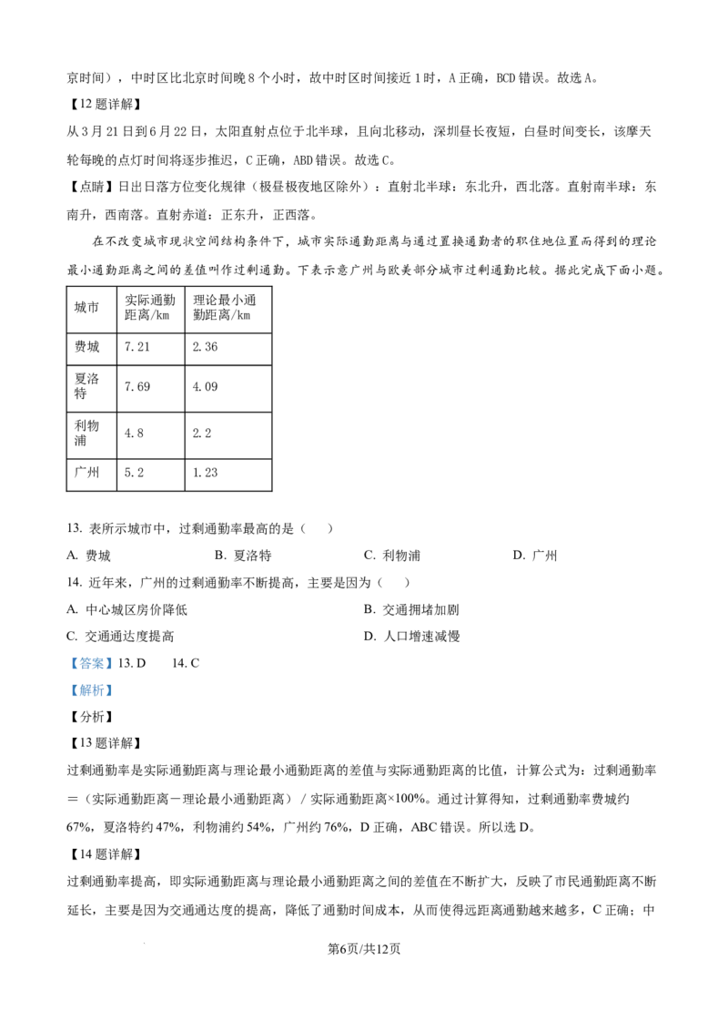 广东省清远市清新区四校2024-2025学年高三上学期期末联考地理答案_2024-2025高三（6-6月题库）_2024年12月试卷_1230广东省清远市清新区四校2024-2025学年高三上学期期末联考试题（全科）