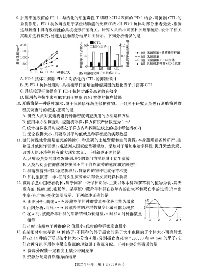 扫描件_生物试卷_2024-2025高二（7-7月题库）_2025年02月试卷_0221河南省名校大联考2024-2025学年高二下学期开学测试