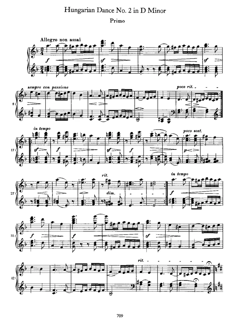 HungarianDanceNo02ind_一万首著名钢琴曲谱哈农贝多芬合集视频教学电子版高清无水印可打印_1古典钢琴知名音乐家谱_勃拉姆斯钢琴谱全集_匈牙利舞曲四手联弹版