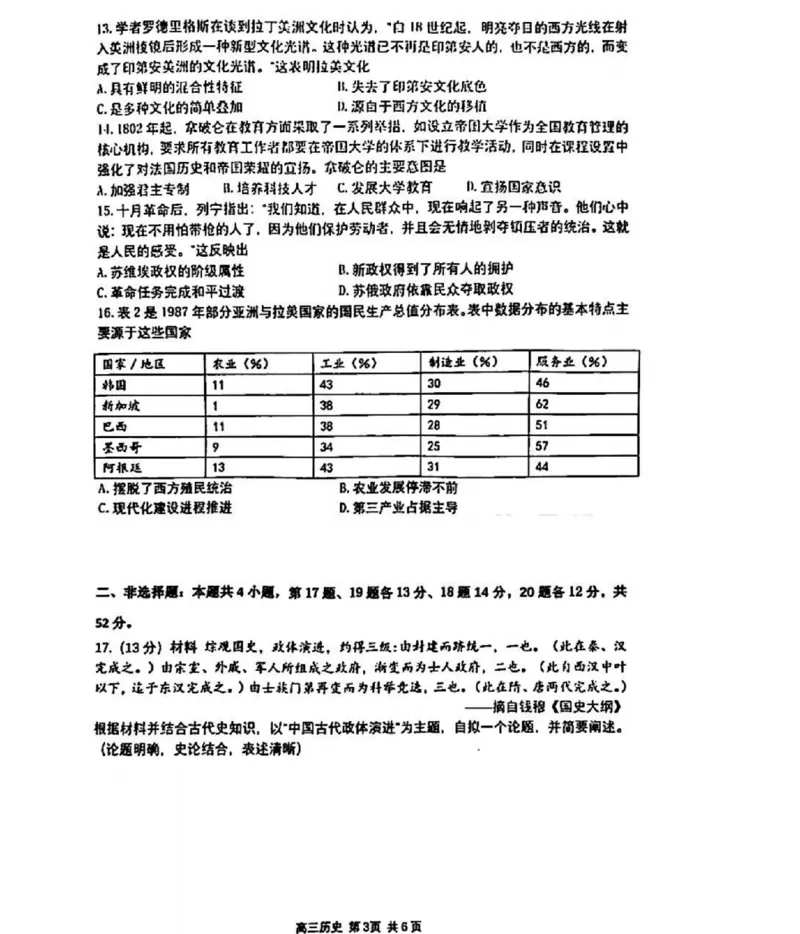 江苏省苏州市九校决胜高考2025届高三2月联考-历史试题_2024-2025高三（6-6月题库）_2025年02月试卷_0222江苏省苏州市九校决胜高考2025届高三2月联考（2.17-2.18）