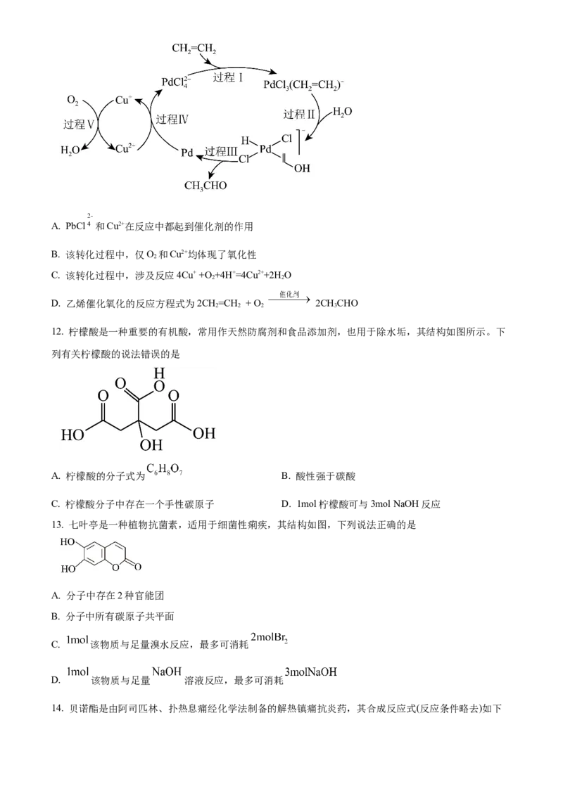 湖北省武汉市重点中学5G联合体2022-2023学年高二下学期期末考试化学试题Word版无答案_2024-2025高二（7-7月题库）_2024年07月试卷