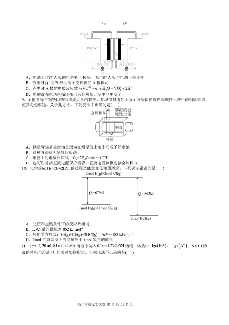 安徽省合肥市六校联考2024-2025学年高二上学期1月期末考试化学试卷（PDF版，含答案）_2024-2025高二（7-7月题库）_2025年02月试卷