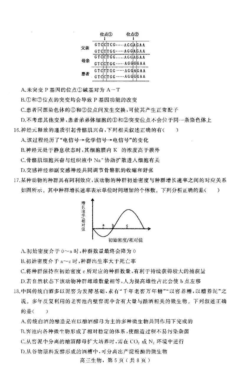 河北省石家庄市辛集市2025届高三上学期1月期末生物_2024-2025高三（6-6月题库）_2025年02月试卷_0202河北省石家庄市辛集市2025届高三上学期1月期末考试（全科）