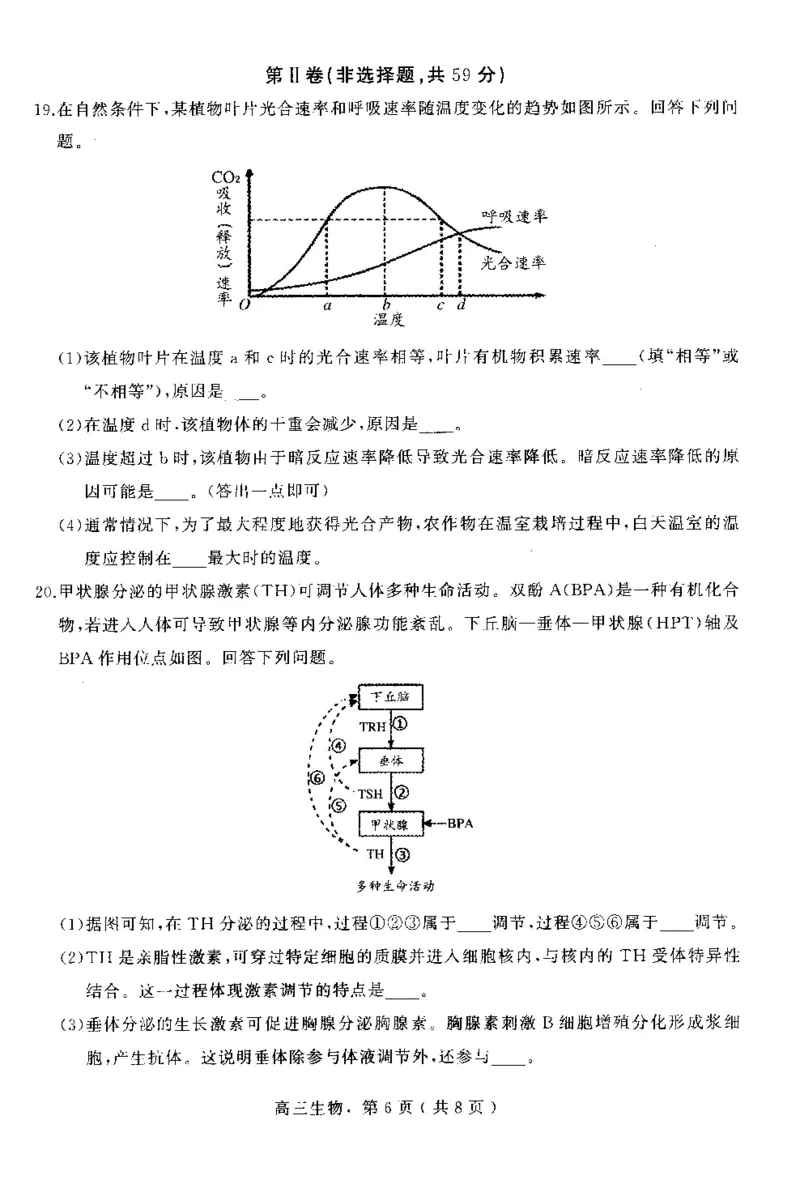 河北省石家庄市辛集市2025届高三上学期1月期末生物_2024-2025高三（6-6月题库）_2025年02月试卷_0202河北省石家庄市辛集市2025届高三上学期1月期末考试（全科）