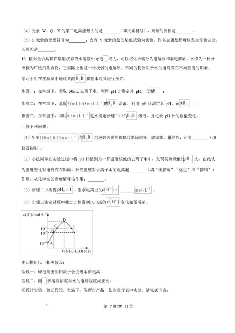 湖南省名校联盟2024-2025学年高二下学期开学质量检测化学试题（原卷版）_2024-2025高二（7-7月题库）_2025年03月试卷_0312湖南省名校联盟2024-2025学年高二下学期开学考试