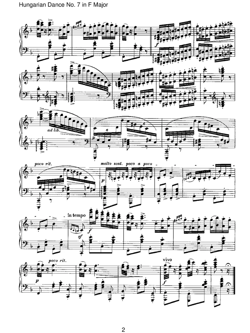 HungarianDanceNo.7inFMajor_一万首著名钢琴曲谱哈农贝多芬合集视频教学电子版高清无水印可打印_1古典钢琴知名音乐家谱_勃拉姆斯钢琴谱全集_IV.HungarianDancesforSoloPiano