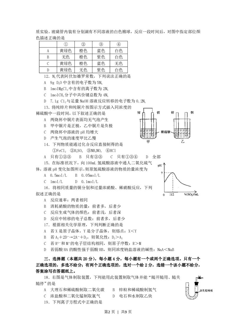 2006年上海高考化学真题及答案_化学高考真题试卷_旧1990-2007&middot;高考化学真题_1990-2007&middot;高考化学真题&middot;PDF_上海