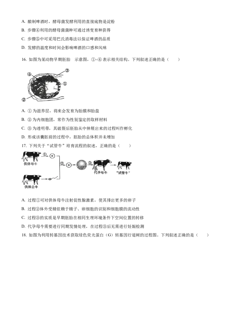 河北省衡水市2024-2025学年高二下学期期中考试生物试题（含答案）_2024-2025高二（7-7月题库）_2025年05月试卷_0530河北省衡水市2024-2025学年高二下学期4月期中联考试题