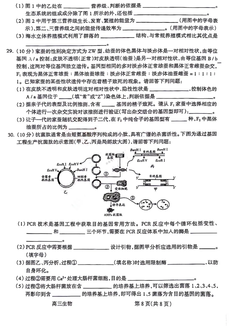 生物试题(1)(1)_2024年2月_01每日更新_03号_2024届山西省吕梁市高三上学期1月期末考试_山西省吕梁市2024届高三上学期1月期末考试生物