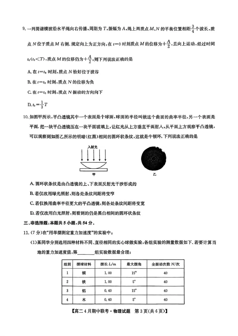 河北省保定市六校联盟2024-2025学年高二下学期4月期中考试物理PDF版含答案_2024-2025高二（7-7月题库）_2025年05月试卷_0519河北省保定市六校联盟2024-2025学年高二下学期4月期中考试