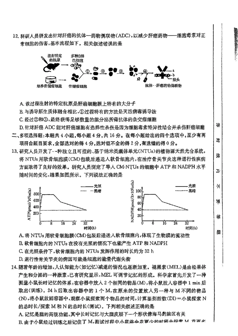 江西省2024年&ldquo;三新&rdquo;协同教研共同体高三12月联考生物试卷+答案_2024-2025高三（6-6月题库）_2024年12月试卷_1221江西省2024年&ldquo;三新&rdquo;协同教研共同体高三12月联考