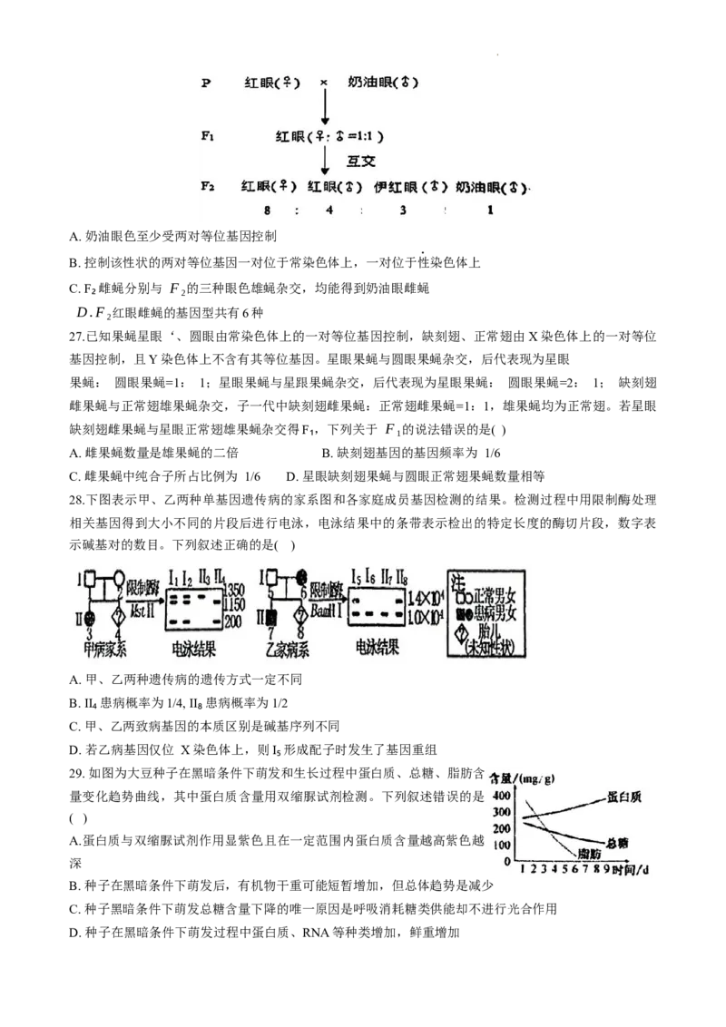 河南省商丘市第一高级中学2023-2024学年第一学期期中考试生物(1)_2023年11月_0211月合集_2024届河南省商丘市第一高级中学第一学期期中考试