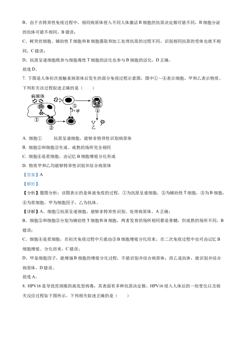 江苏省徐州市2024-2025学年高二上学期期中考试生物试题Word版含解析_2024-2025高二（7-7月题库）_2024年12月试卷_1214江苏省徐州市2024-2025学年高二上学期期中考试