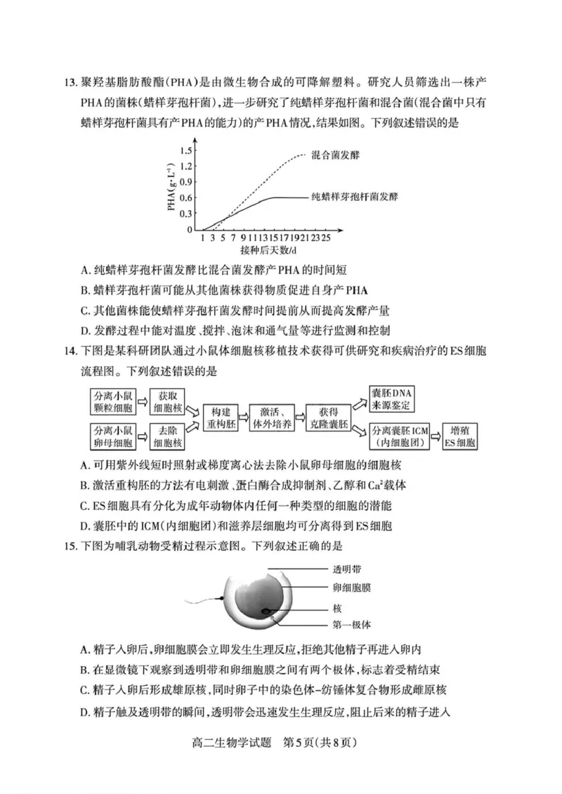 山西省部分学校2024-2025学年高二下学期期中考试生物PDF版含解析_2024-2025高二（7-7月题库）_2025年05月试卷_0530西省部分学校2024-2025学年高二下学期期中考试