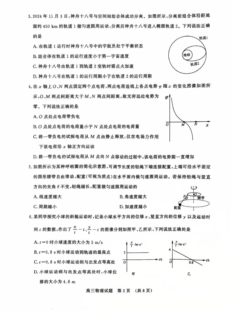 山东省名校考试联盟2024年12月高三阶段性检测物理试题+答案_2024-2025高三（6-6月题库）_2024年12月试卷_1212山东省名校考试联盟2024年12月高三阶段性检测
