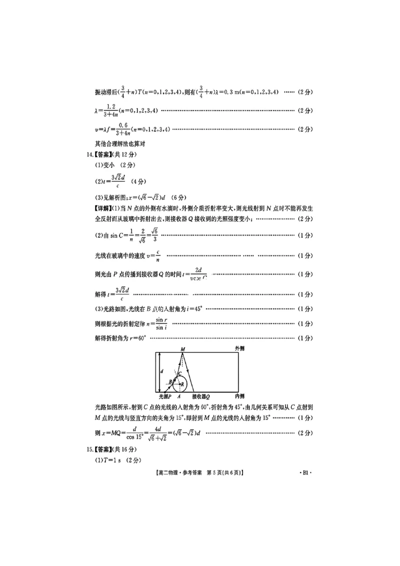 扫描件_高二物理试卷参考答案_2024-2025高二（7-7月题库）_2025年01月试卷_0108湖南省市县联考（示范性高中）2024-2025学年高二上学期12月月考