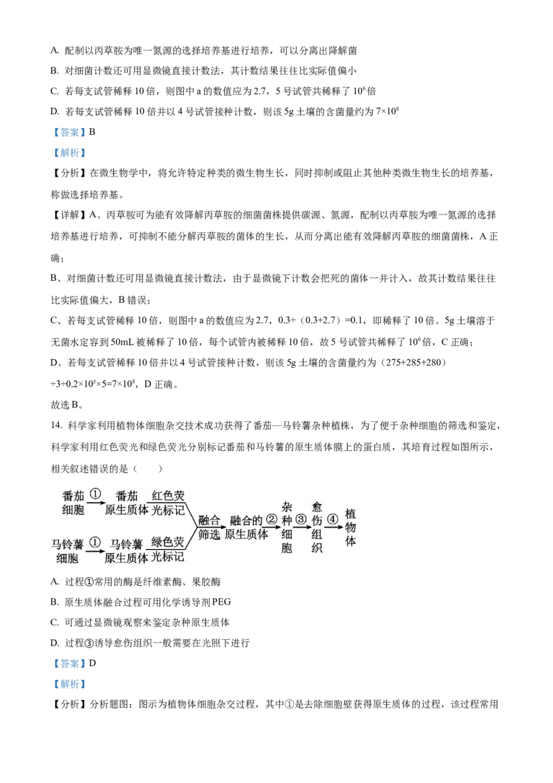 河南省漯河市2023-2024学年高二下学期期末考试生物Word版含解析_2024-2025高二（7-7月题库）_2024年08月试卷_0813河南省漯河市2023-2024学年高二下学期期末考试