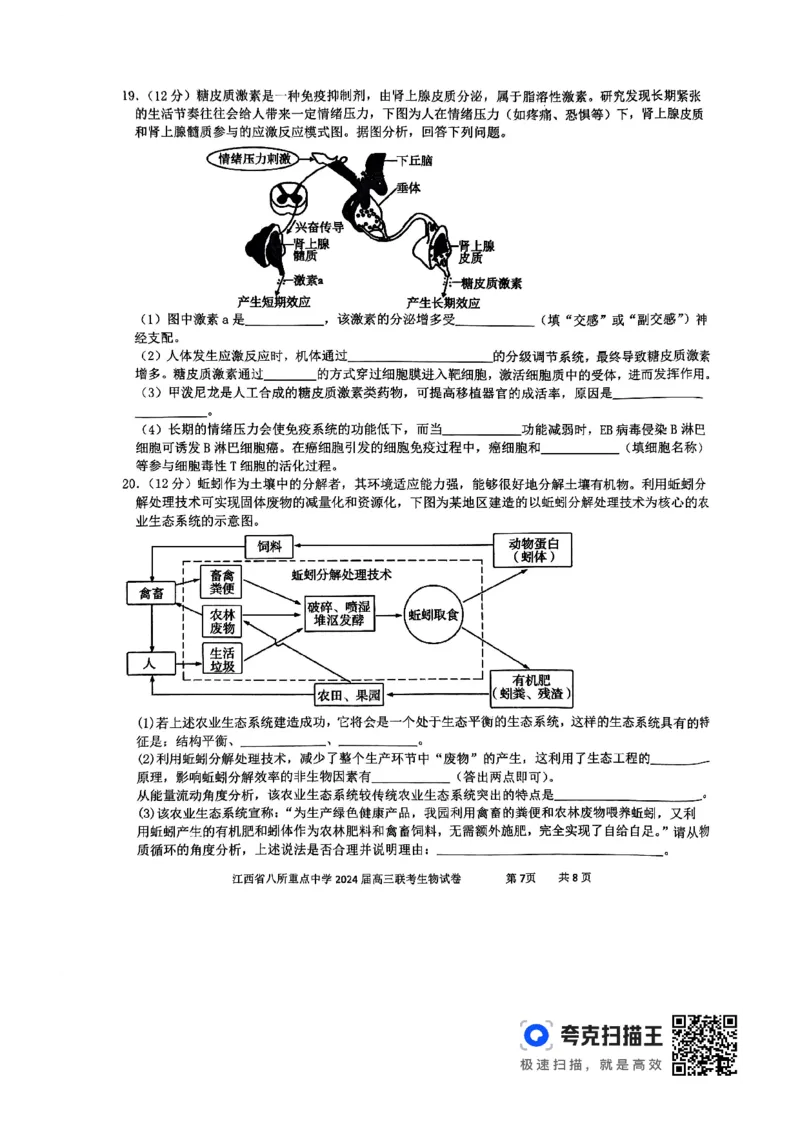 生物_2024年4月_01按日期_3号_2024届江西省八所重点中学高三下学期4月联考_2024届江西省八所重点中学高三下学期4月联考生物