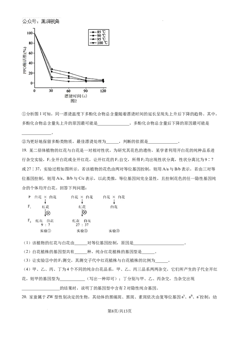甘肃省2024-2025学年高三上学期11月期中生物试题_2024-2025高三（6-6月题库）_2024年11月试卷_1112甘肃省2024-2025学年高三上学期期中考试