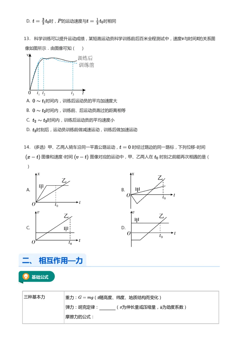 紧抓课本教材2025版高三物理考前回归课本考点知识点讲义（学生版）（共六册）_2024-2025高三（6-6月题库）_2024年12月试卷