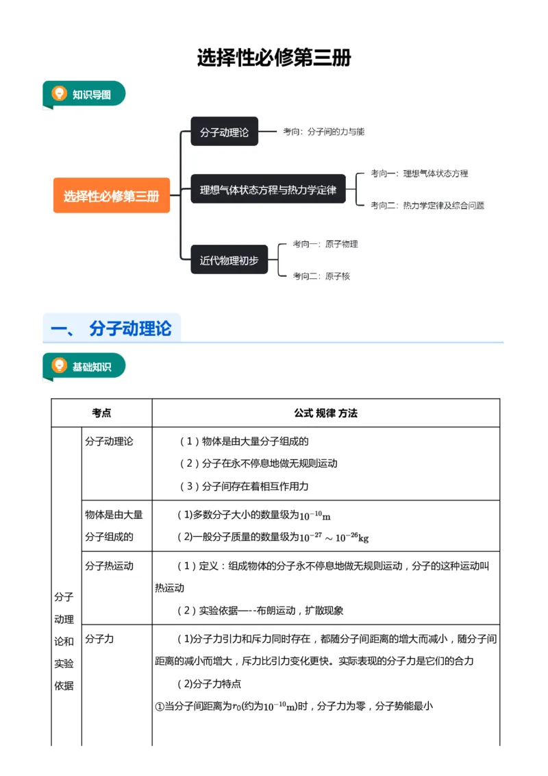 紧抓课本教材2025版高三物理考前回归课本考点知识点讲义（学生版）（共六册）_2024-2025高三（6-6月题库）_2024年12月试卷