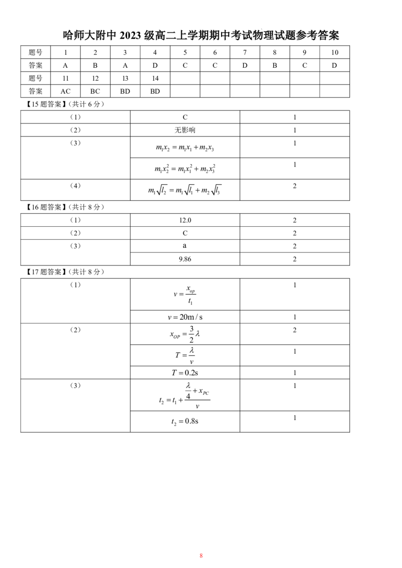 黑龙江省哈尔滨师范大学附属中学2024-2025学年高二上学期期中考试物理PDF版含答案（可编辑）_2024-2025高二（7-7月题库）_2024年12月试卷