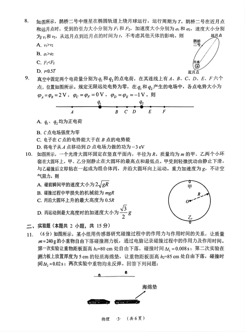 贵州省遵义市2024-2025学年高三上学期第一次适应性考试（一模）物理试题_2024-2025高三（6-6月题库）_2024年10月试卷_1017贵州省遵义市2024-2025学年高三上学期第一次适应性考试（一模）