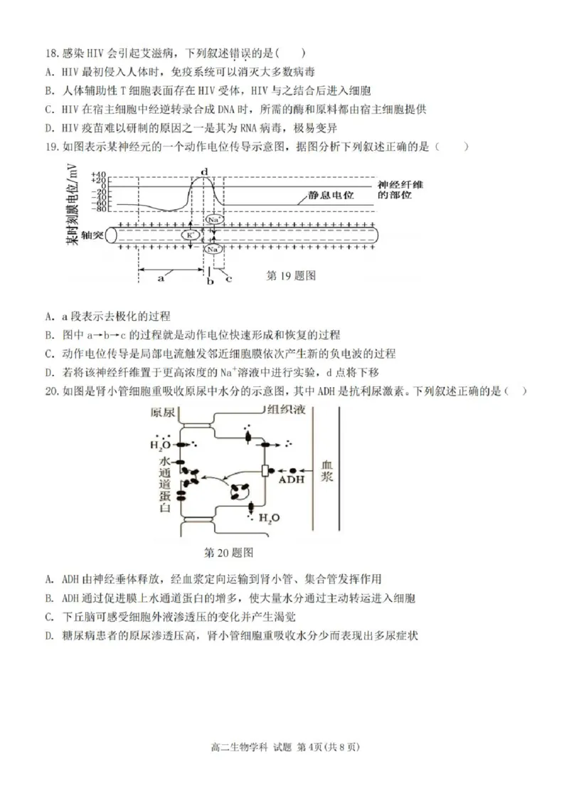 浙江省台州十市校联盟2025-2026学年高二上学期11月期中生物试题含答案_2025年11月高二试卷_251109浙江省台州十校联盟2025-2026学年高二上学期11月期中联考