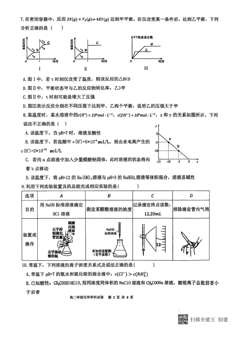 黑龙江省龙东十校联盟2025-2026学年高二上学期期中考试-化学试题含答案_2025年11月高二试卷_251113黑龙江省龙东十校联盟2025-2026学年高二上学期期中考试（全）