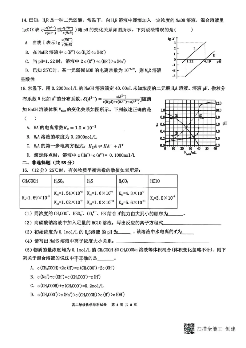 黑龙江省龙东十校联盟2025-2026学年高二上学期期中考试-化学试题含答案_2025年11月高二试卷_251113黑龙江省龙东十校联盟2025-2026学年高二上学期期中考试（全）