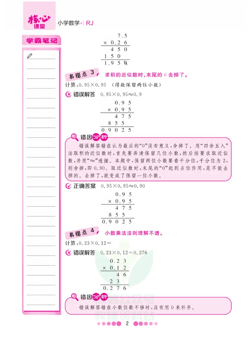 五年级上册数学人教版易错清单_小学1-6年级全部试卷_数学_五年级_3-10-3、小学五年级数学上册_3-10-3-1、复习、知识点、归纳汇总_人教版