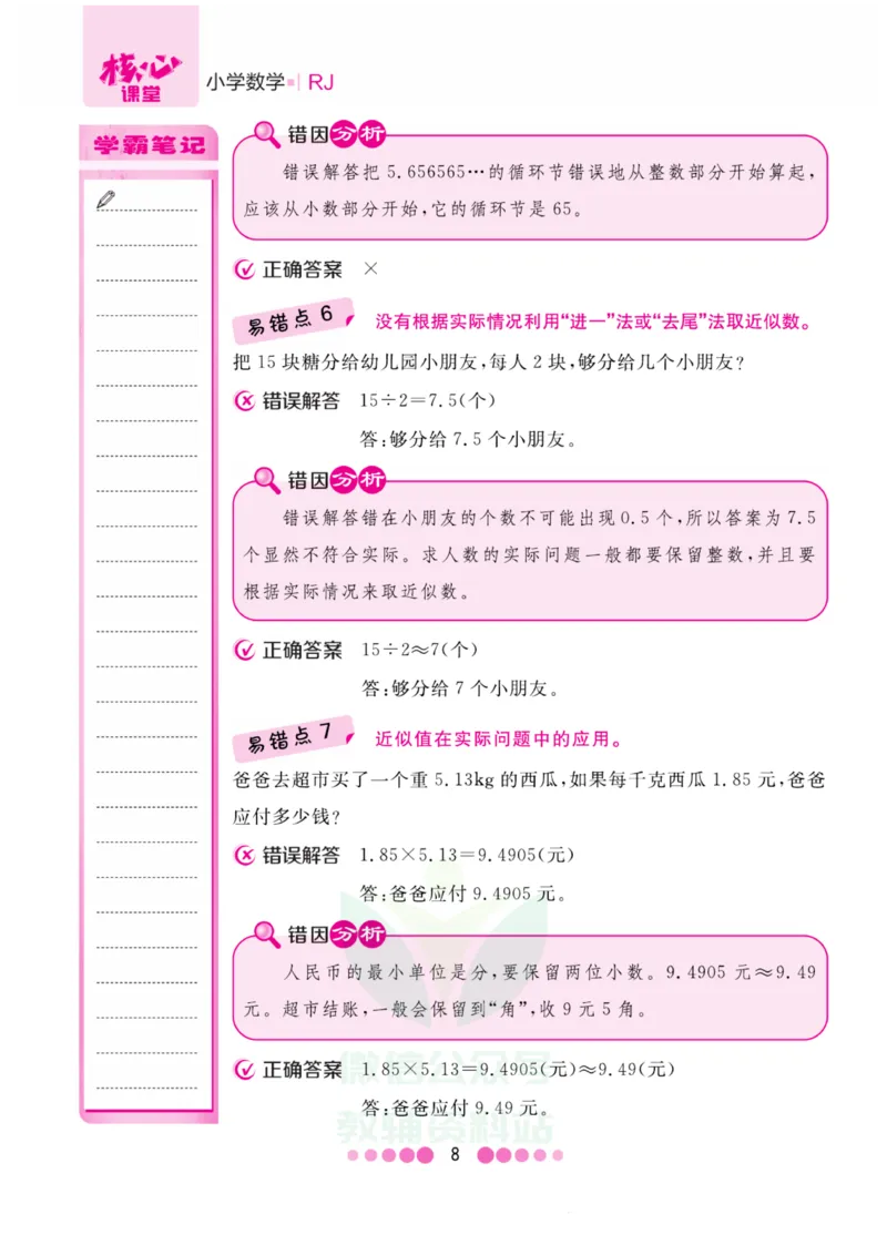 五年级上册数学人教版易错清单_小学1-6年级全部试卷_数学_五年级_3-10-3、小学五年级数学上册_3-10-3-1、复习、知识点、归纳汇总_人教版