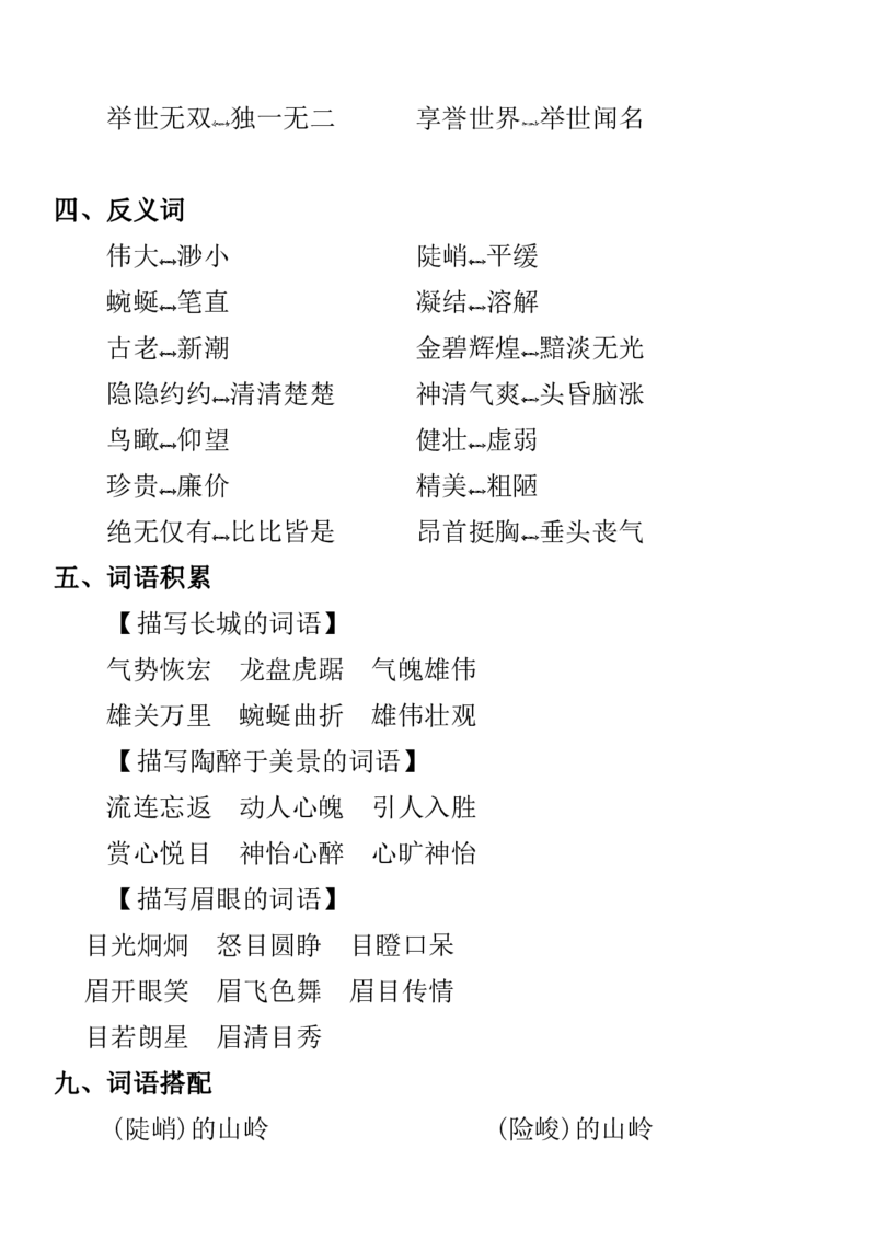 人教四年级语文上册知识点详解超全整理_小学1-6年级全部试卷_语文_四年级_3-9-1、小学四年级语文上册_3-9-1-1、复习、知识点、归纳汇总_人教版