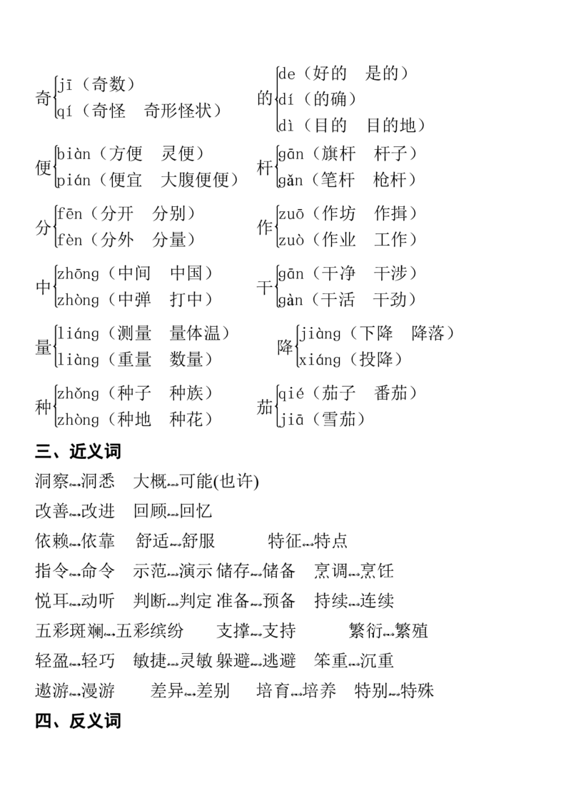 人教四年级语文上册知识点详解超全整理_小学1-6年级全部试卷_语文_四年级_3-9-1、小学四年级语文上册_3-9-1-1、复习、知识点、归纳汇总_人教版