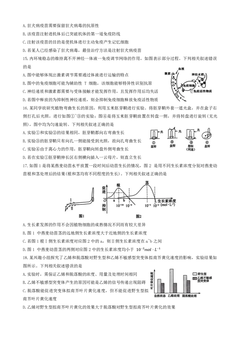 生物试题_2024-2025高二（7-7月题库）_2024年11月试卷_1122金太阳河南省开封五校2024-2025学年高二11月期中联考