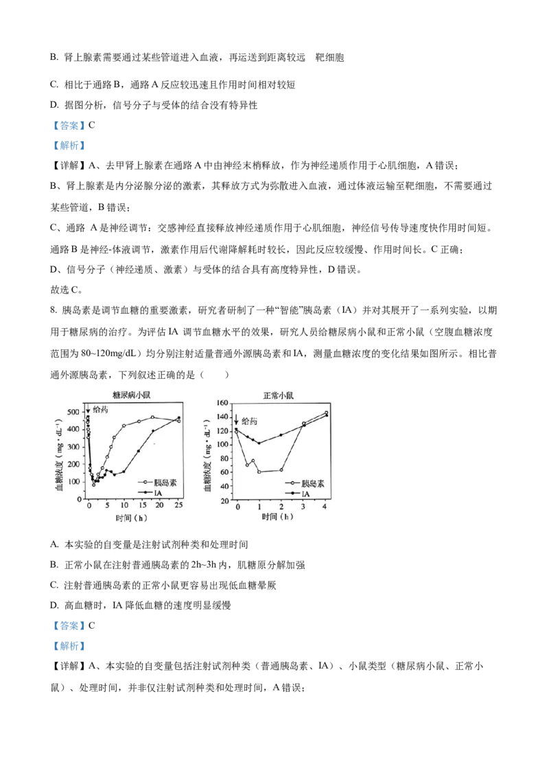 湖南省A佳教育联盟三新教育联考2025-2026学年高二上学期期中联考生物试题Word版含解析_251204湖南省A佳教育联盟三新教育联考2025-2026学年高二上学期期中联考（全）