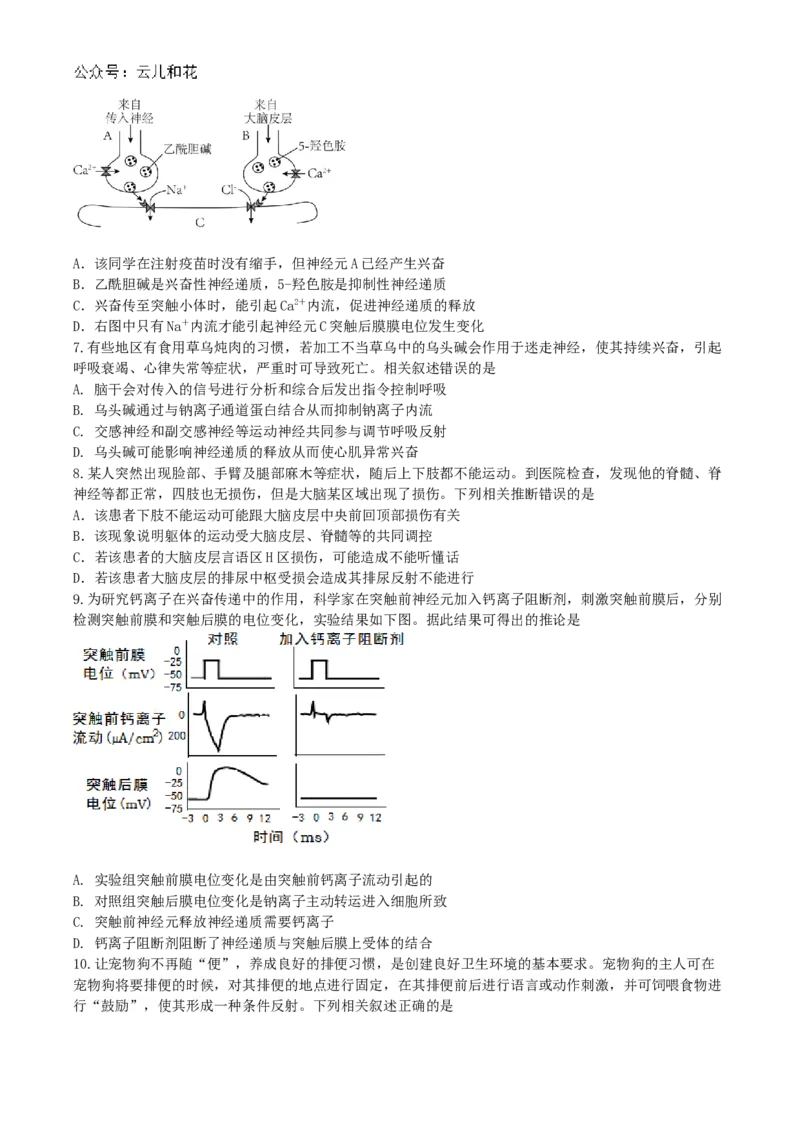 联考高二生物试题_2024年11月试卷_1102江苏省扬州市六校联盟2024-2025学年高二上学期第一次联考_江苏省扬州市六校联盟2024-2025学年高二上学期第一次联考试题生物Word版含答案