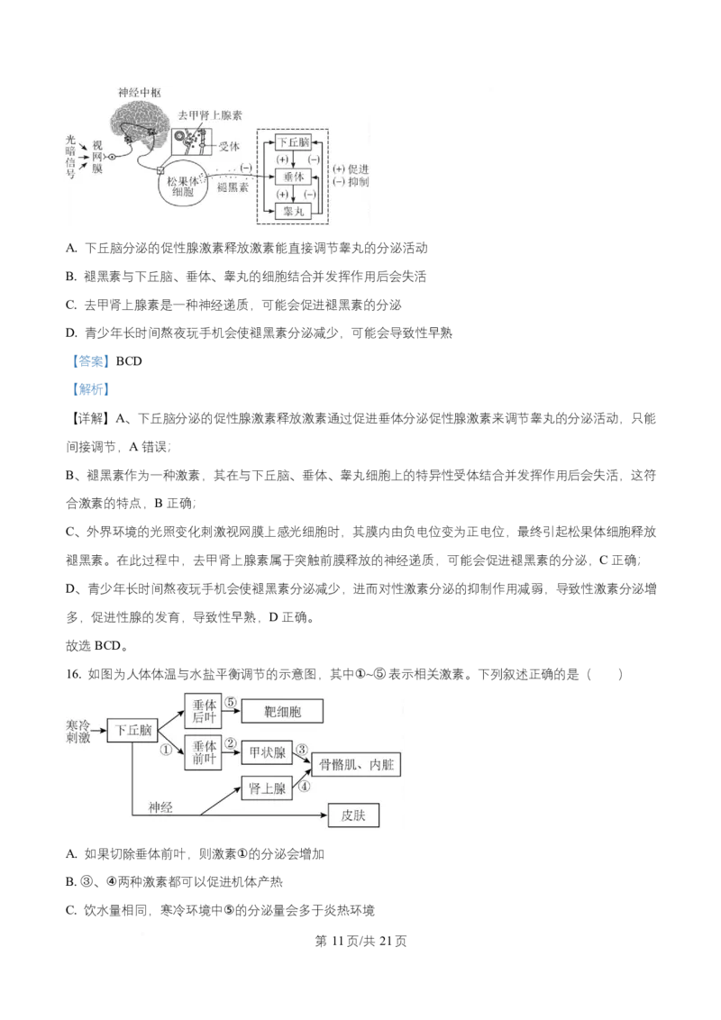 湖南省长沙市师大附中2025-2026学年高二上学期第1次月考生物试题Word版含解析_2025年11月高二试卷_251107湖南省长沙市师大附中2025-2026学年高二上学期10月第一次月考