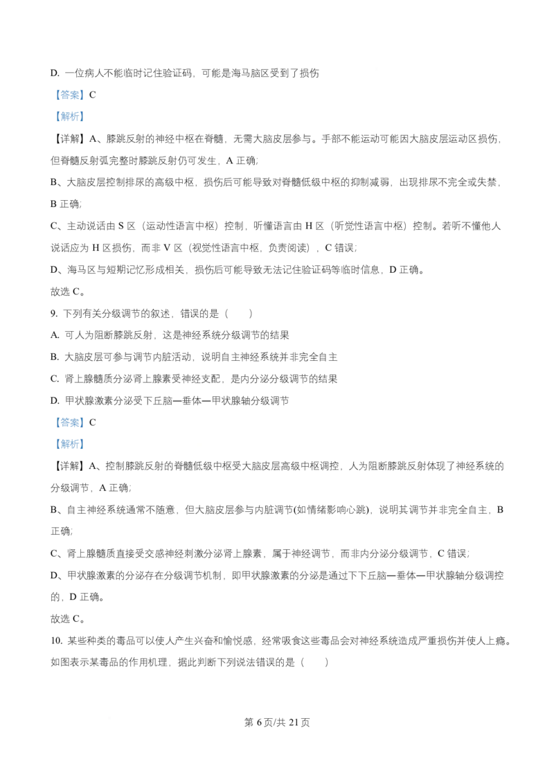 湖南省长沙市师大附中2025-2026学年高二上学期第1次月考生物试题Word版含解析_2025年11月高二试卷_251107湖南省长沙市师大附中2025-2026学年高二上学期10月第一次月考