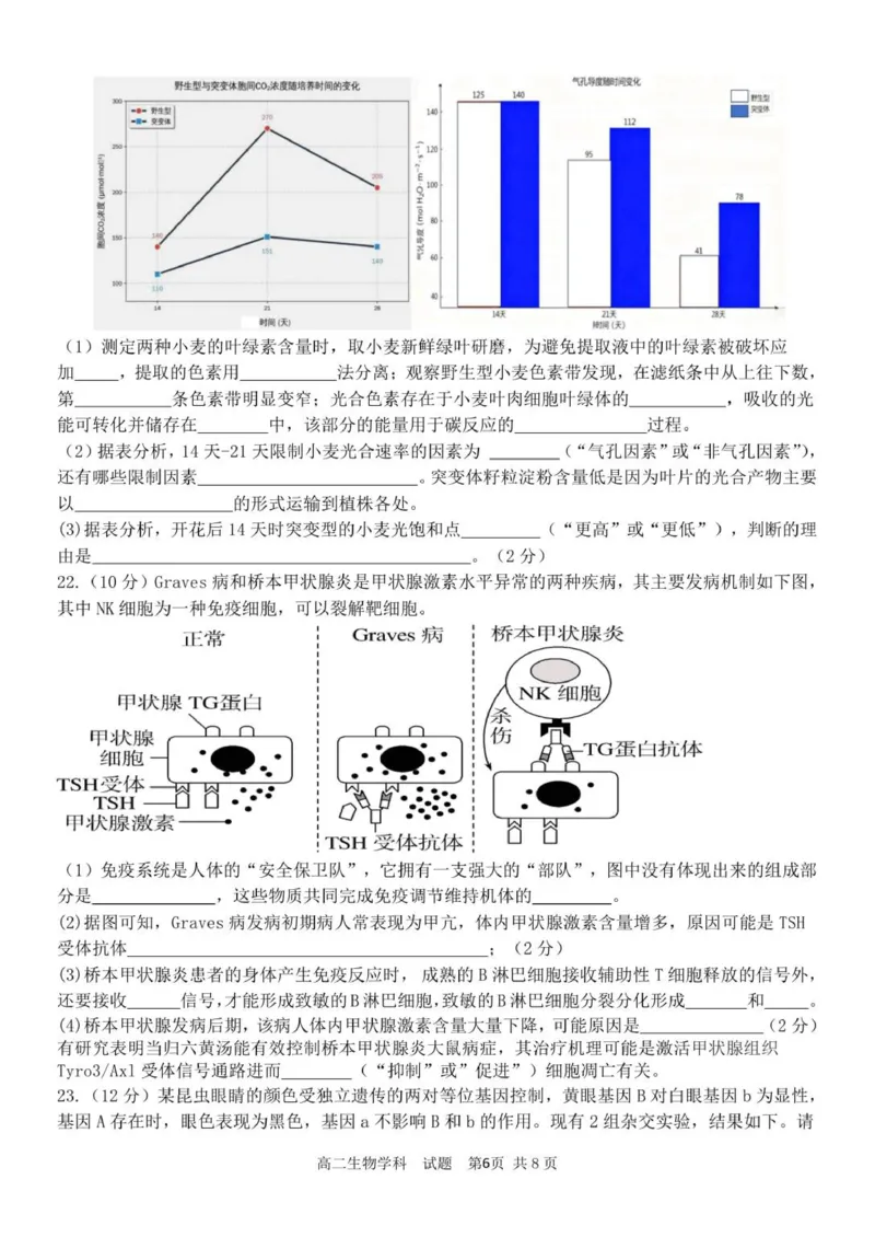 高二生物试卷_251210浙江省温州十校联合体2025-2026学年高二上学期11月期中（全）_浙江省温州十校2025-2026学年高二上学期11月期中生物试题（PDF版，含答案）