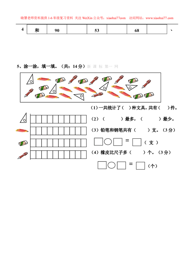 一年级下册数学综合练习题_小学1-6年级全部试卷_数学_一年级_3-6-4、小学一年级数学下册_3-6-4-2、练习题、作业、试题、试卷_通用