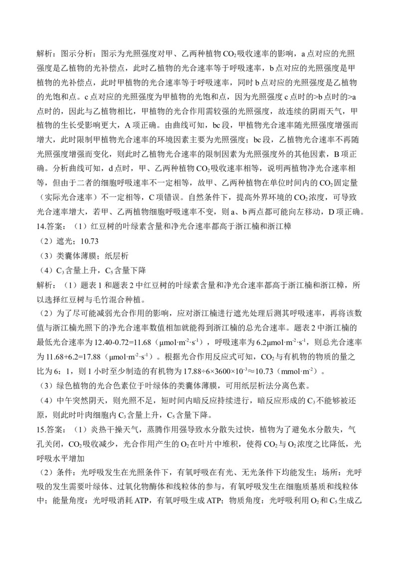 （6）光合作用&mdash;&mdash;高考生物二轮复习易错重难提升（含解析）_2024-2025高三（6-6月题库）_2026年1月高三_260104高考生物二轮复习易错重难提升（含解析）