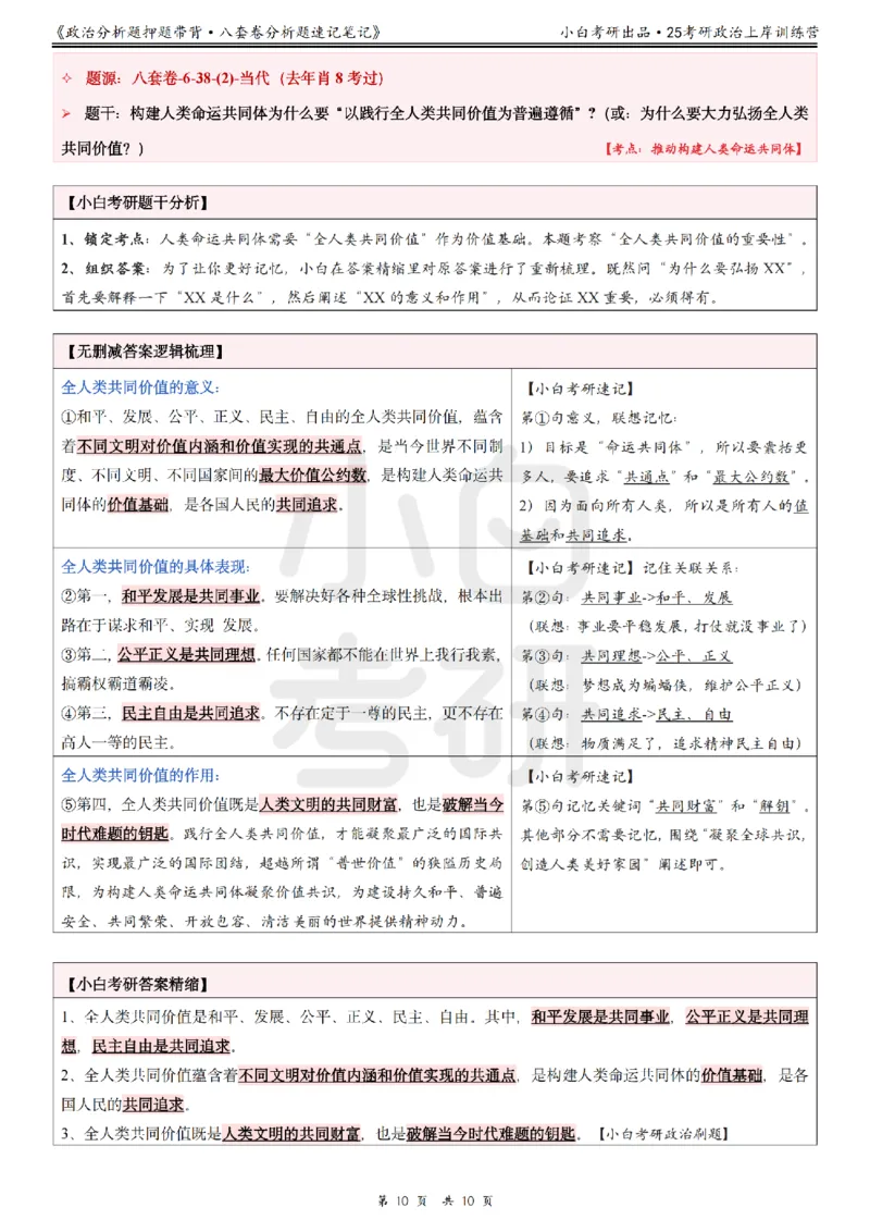 八套卷分析题速记笔记&middot;第6套小白考研_2026考公资料_（49）政治理论合集_政治理论合集_2025考研政治pdf（笔记）_肖秀荣考研政治_25肖秀荣《八套卷》+浓缩背诵合集