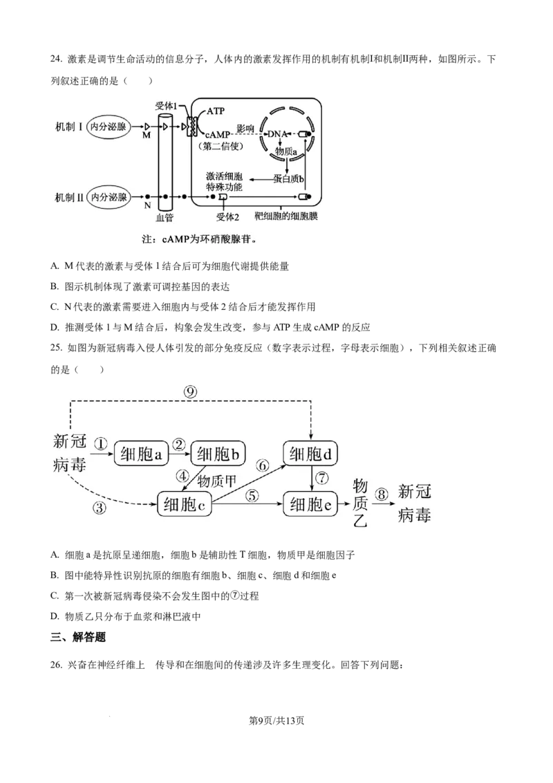 精品解析：黑龙江省牡丹江市第一高级中学（致远班）2025-2026学年高二上学期9月月考生物试题（原卷版）_2025年10月高二试卷