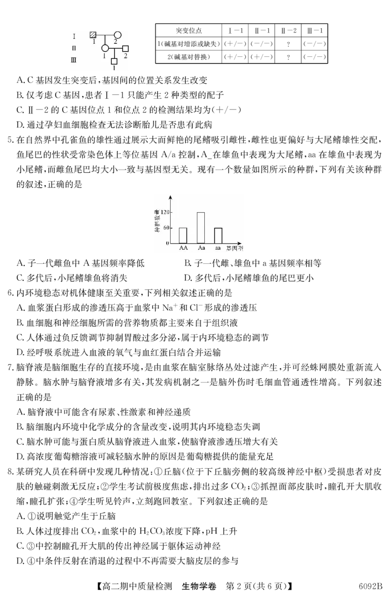 生物安徽省华师联盟2025~2026学年秋季学期高二期中质量检测（6092B）_2025年11月高二试卷_251121安徽省华师联盟2025~2026学年秋季学期高二期中质量检测（6092B）（全）