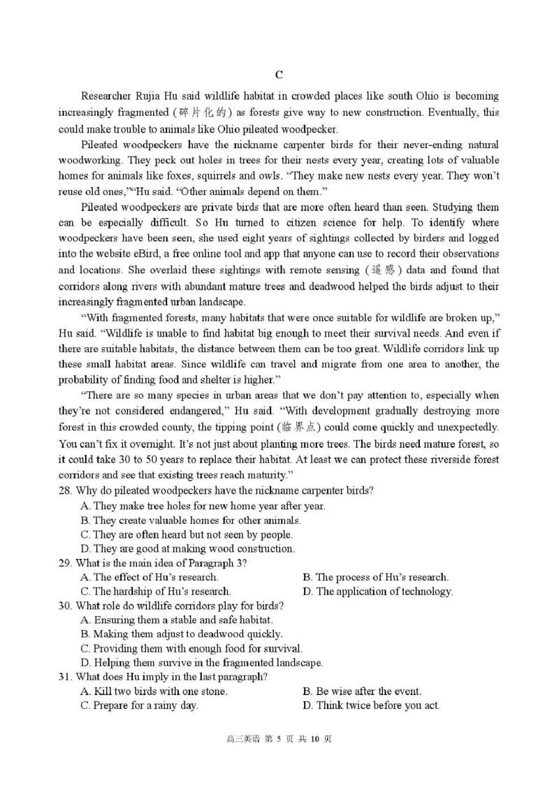 攀枝花市2026届高三第一次统一考试英语_2024-2026高三（6-6月题库）_2026年01月高三试卷_0123四川省攀枝花市2026届高三第一次统一考试（攀枝花一统）