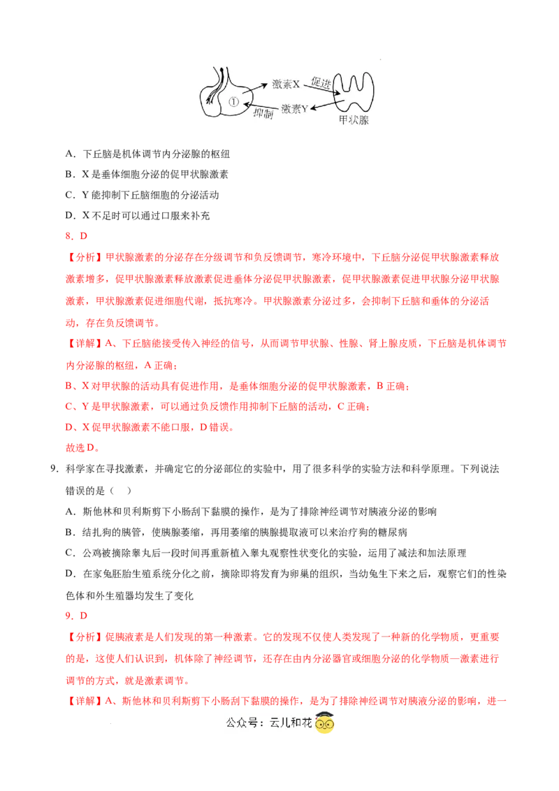 高二生物第一次月考卷（江苏专用）（全解全析）_2024-2025高二（7-7月题库）_2024年09月试卷_0922黄金卷：2024-2025学年高二上学期第一次月考9科word解析版含答题卡（江苏专用）
