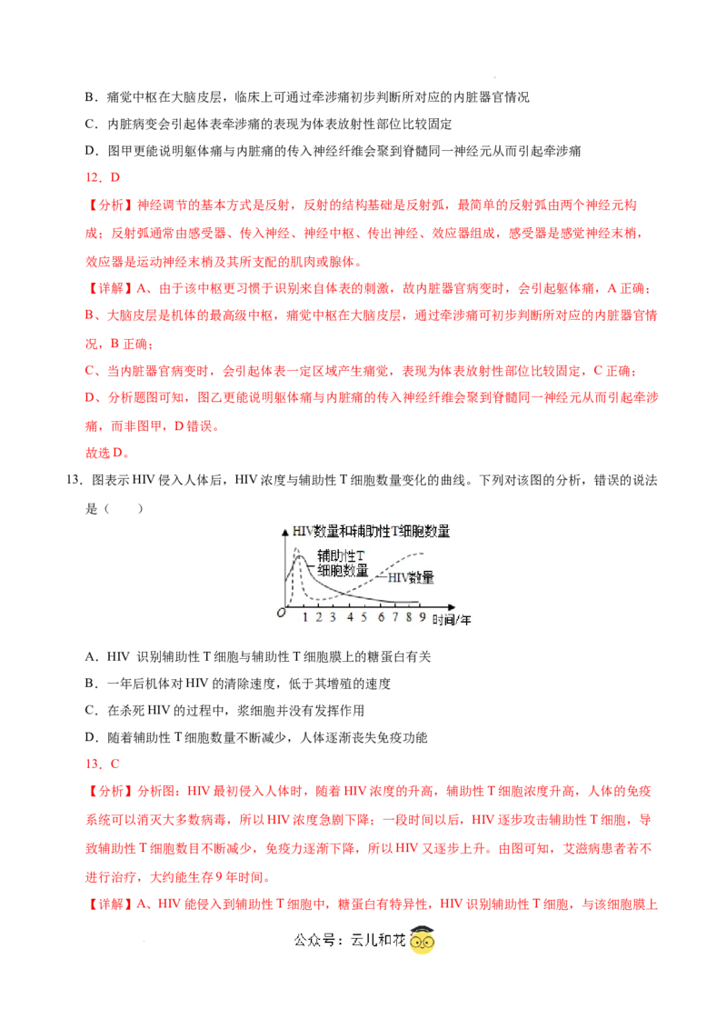 高二生物第一次月考卷（江苏专用）（全解全析）_2024-2025高二（7-7月题库）_2024年09月试卷_0922黄金卷：2024-2025学年高二上学期第一次月考9科word解析版含答题卡（江苏专用）