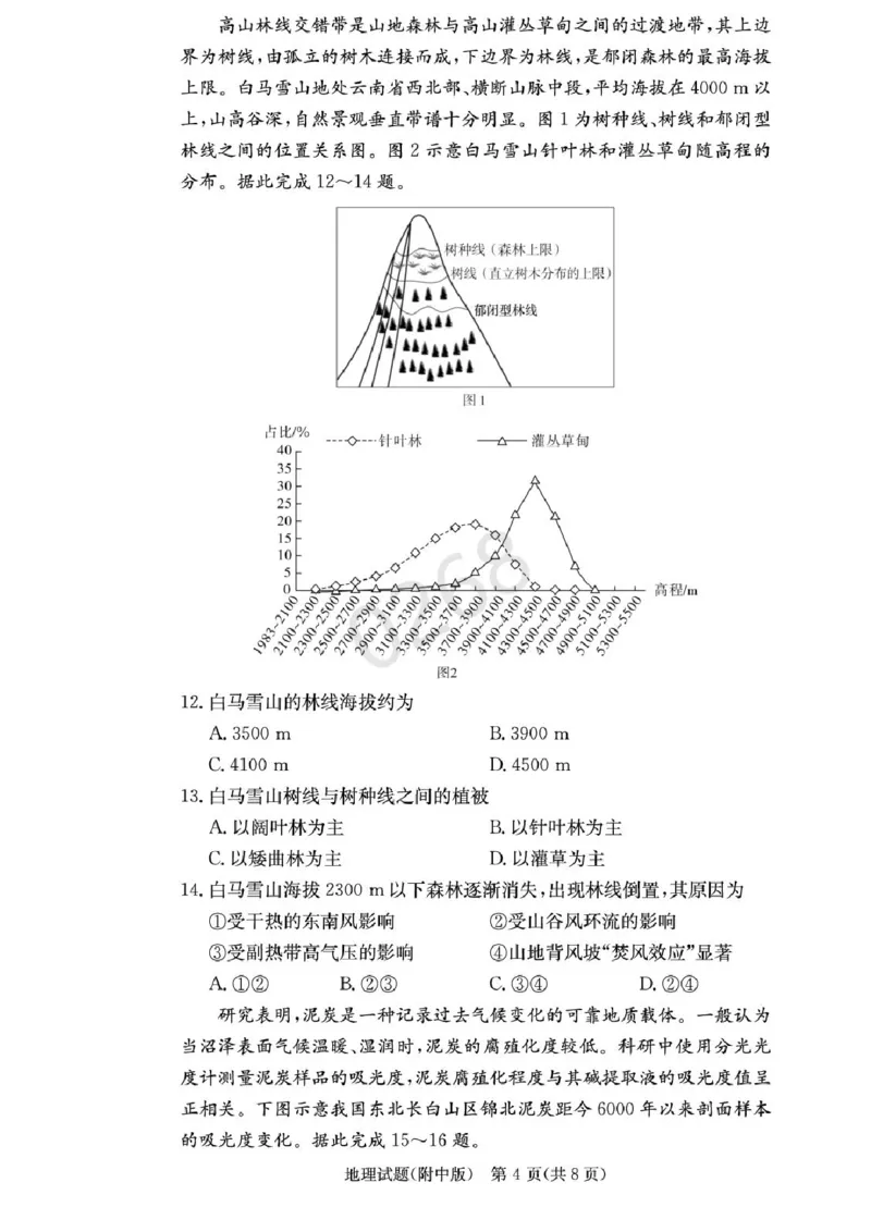 湖南省长沙市湖南师范大学附属中学2024-2025学年高三上学期第五次月考地理试卷+答案_2024-2025高三（6-6月题库）_2025年02月试卷_0201湖南师范大学附属中学2025届高三上学期月考（五）