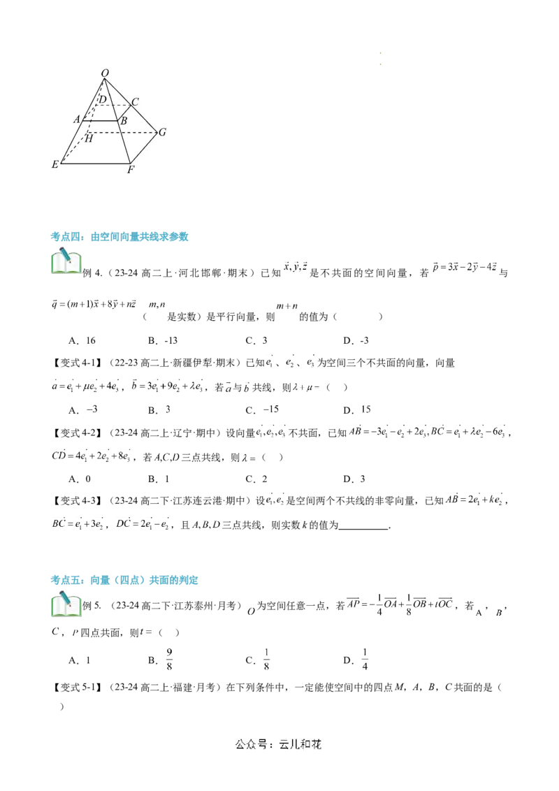 第01讲空间向量及其线性运算（思维导图+4知识点+6考点+过关检测）（原卷版）_2024-2025高二（7-7月题库）_0708暑假自学课2024年新高二数学暑假提升精品讲义7.10新增